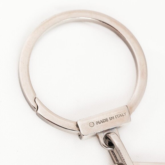 Dior Silver-Tone Rhinestone Logo Plaque Keychain - Picture 5 of 5